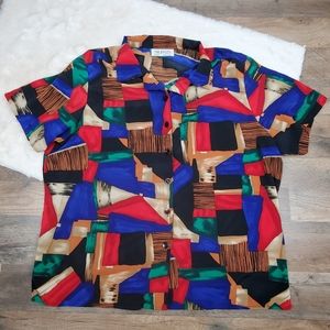 VTG Truffles 80’s Geometric Button Up Blouse